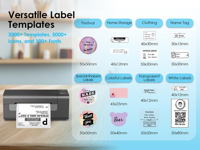 Bluetooth Shipping Label Printer 4x6 Thermal Wireless Inkless Label Printer Universal Multi-Platform Adapter for IOS, Android,macOS,Windows – Compatible with Major platform,Widely Used for Amazon, Ebay, Shopify, Etsy, USPS,Aliexpress,Temu Usb Flash Drive