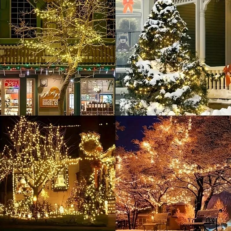 Solar-Powered Christmas Decorative Lights, 110 Feet, 300 LED Lights, Multicolor Fairy Light Strings with Timer, 8 Lighting Modes, Ideal for Gardens, Courtyards, Weddings, Parties, Camping, and Holiday Decorations Magical Set