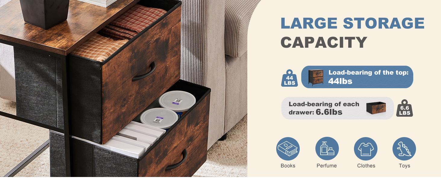 Sweet Furniture Nightstand with 2 Fabric Dresser, Side Table, End Table, Bedside Table, Night Stands, Small Nightstand,Bedroom Furniture Sweet Furniture Nightstand with 2 Fabric Dresser, Side Table, End Table, Bedside Table, Night Stands, Small Nightstand,Bedroom Furniture