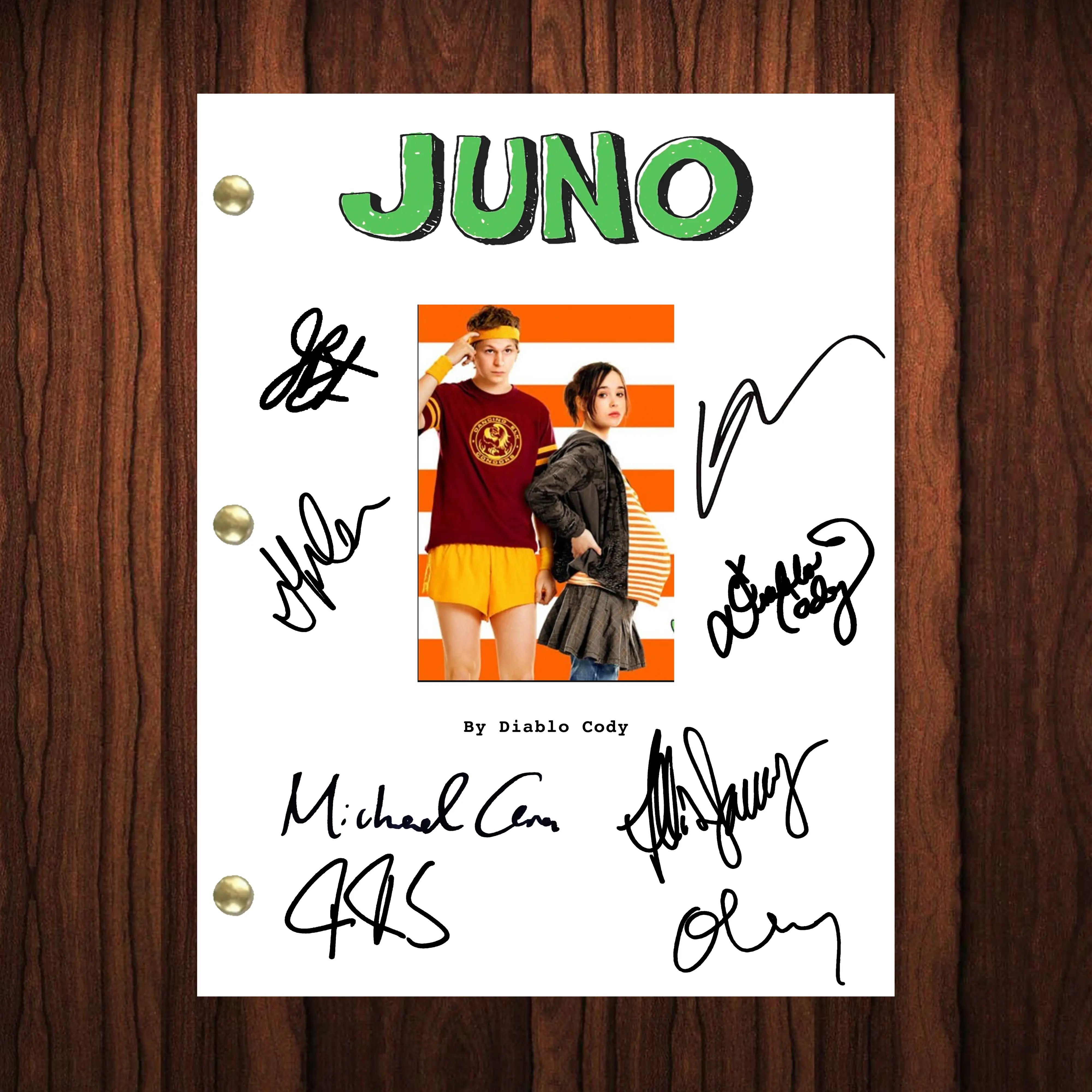 Juno Autographed Signed Movie Script Reprint Diablo Cody Michael Cera Autograph Reprint Full Screenplay Full Script Elliot Page