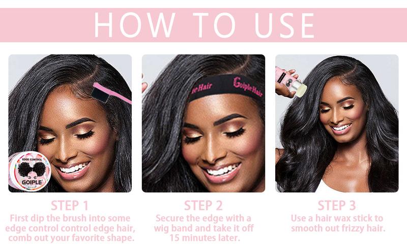 6 Count Edge Control Wax Stick - Strong Hold, Non-Greasy Styling Gel for Black Hair, No Flaking,  Haircare Smooth Organic Strawberry Portable Brush