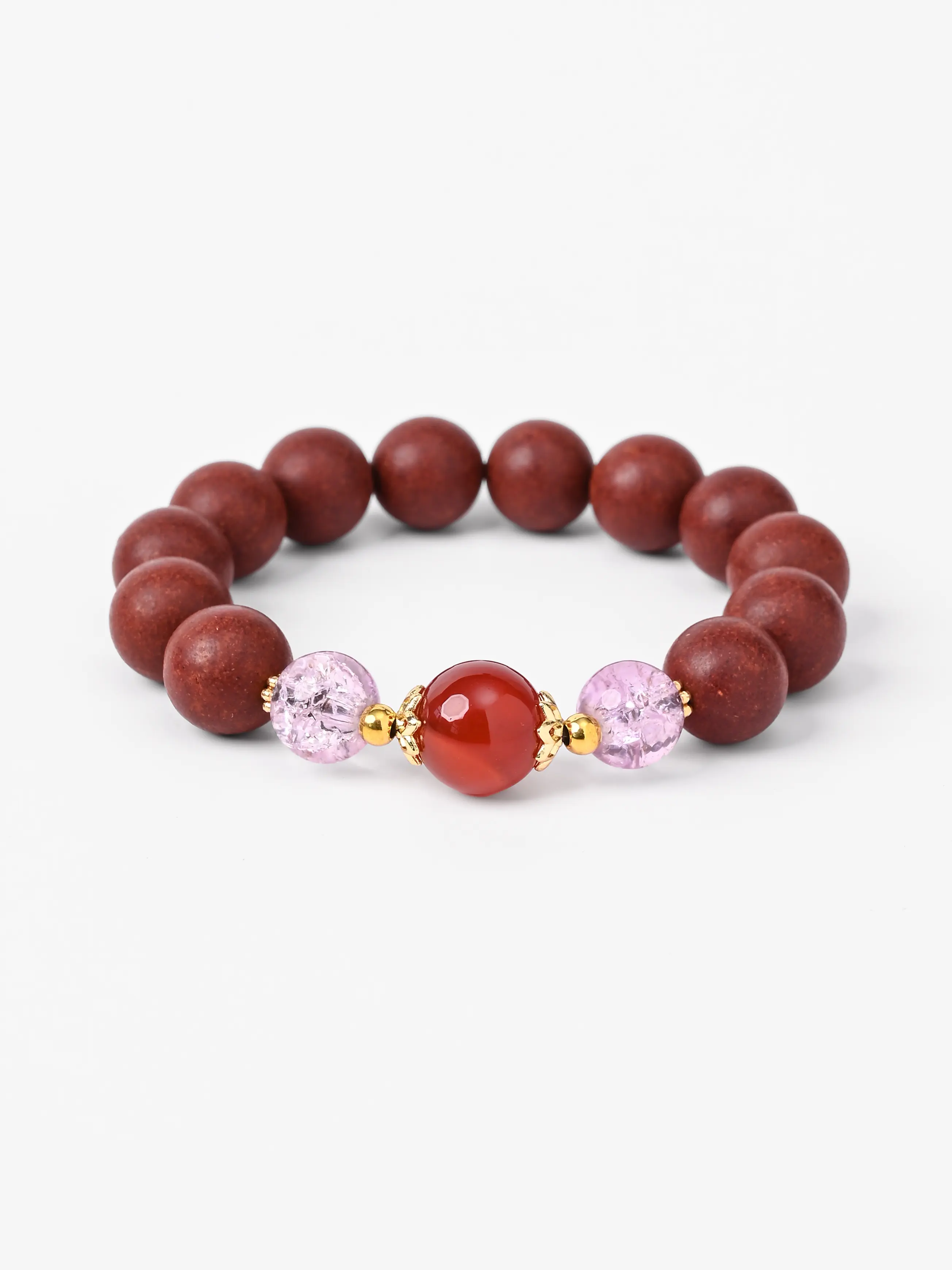 Lady of the Inner Bloom 1.2cm Herbal Incense Bead Bracelet - Handcrafted with Rose, Sandalwood, & Agarwood for Calm & Relaxation