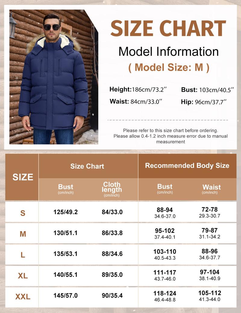 Men's Winter Warm original Jacket Puffy Thicken Padded Coat Fleece Windproof Parka Outerwear with Detachable Hood #outdoorfun