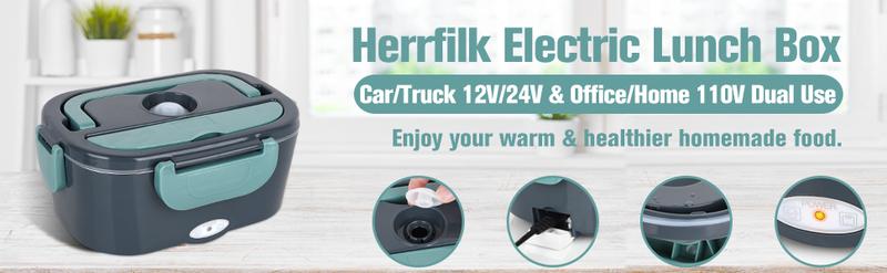 Electric Lunch Box Food Heater, 3 in 1 Ultra Quick Heated Lunch Boxes for Adults, 12V/24V/110V Portable Food Warmer for Car/Truck/Office With Fork Spoon and Insulated Carry Bag