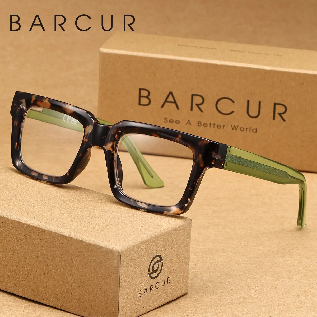 BARCUR High End Oversized Textured Reading Glasses Made Of PC Lens Material And Square Frame, With Fashionable Decoration To Enhance Visual Comfort. Brand Packaging Is A Great Gift Item