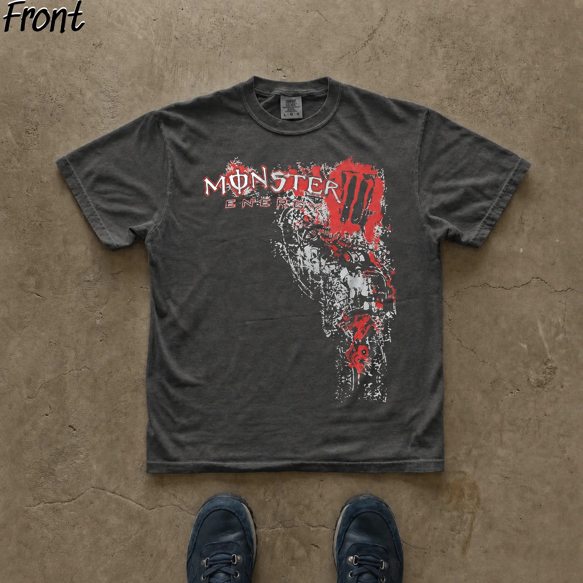 Vintage Monster Energy with Red Accents Graphic Tee, Monster Energy Merch, Energy Drink Shirt, Unleash The Beast, Y2K Grunge Gothic Tees, Y2K Emo Scene Amity Affliction Style, 100% Cotton Lightweight Shortsleeve