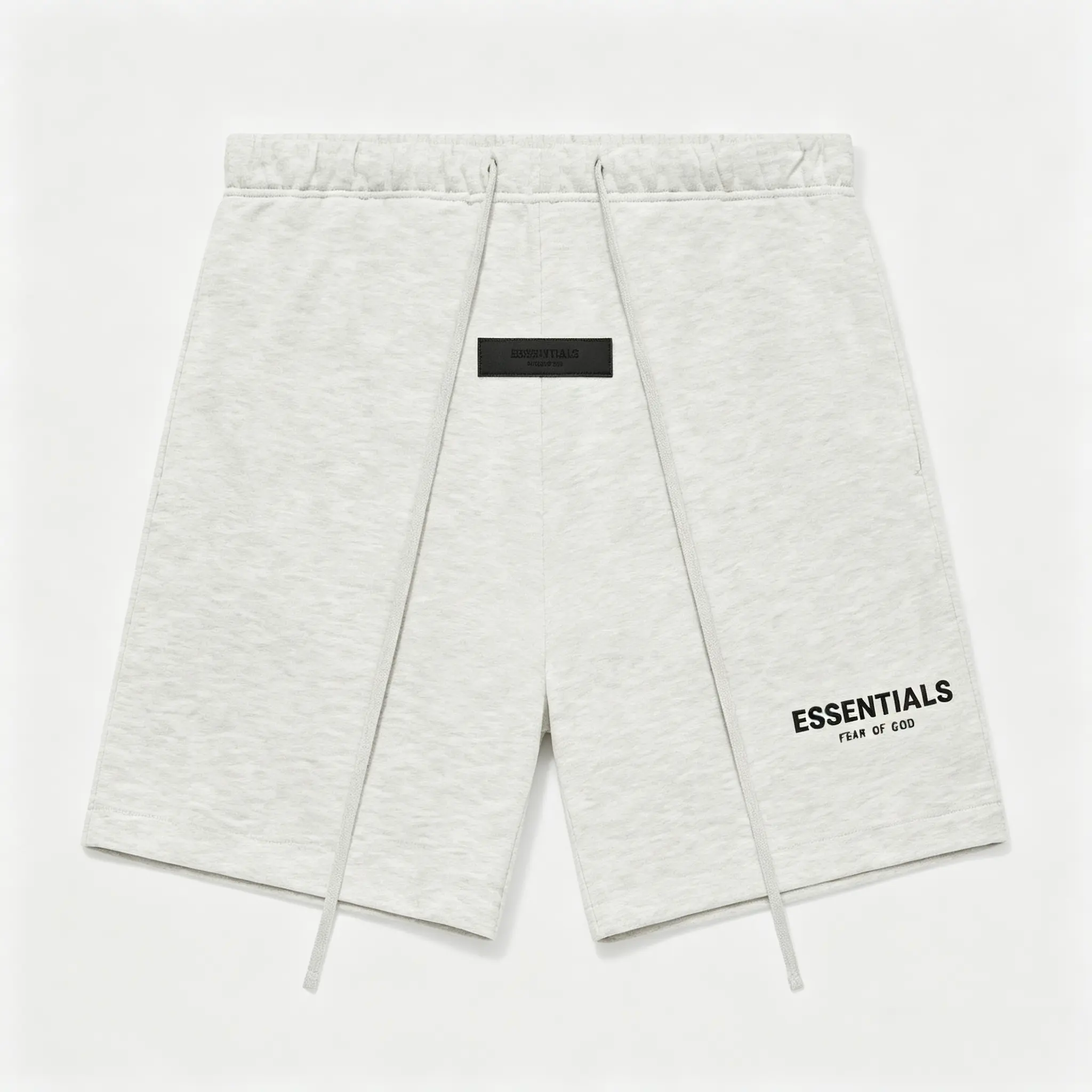 Fear of God Essentials SS22 Light Oat Menswear Baggy Shorts - Relaxed Boxy Heavy-Weight Cotton-Blend Fleece Bottoms, Elastic Drawcord Waist, Side Pockets, Signature Rubberized Logo, Stylish Casual Loose Essential Bottoms for Men Teens Fashion Gift