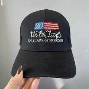 We the People 250 Years of Freedom Embroidered Hat, Patriotic USA Flag Baseball Cap, Anniversary Gift for Americans