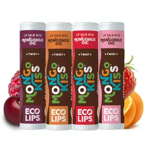 Mongo Kiss® Organic Lip Balm, 4 Pack Variety [Black Cherry, Blood Orange, Strawberry Lavender, Yumberry]
