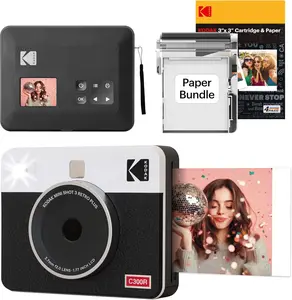 KODAK Mini Shot 3 Retro 4PASS 2-in-1 Instant Digital Camera and Photo Printer (3x3 inches) + 38 Sheets Cartridge Bundle