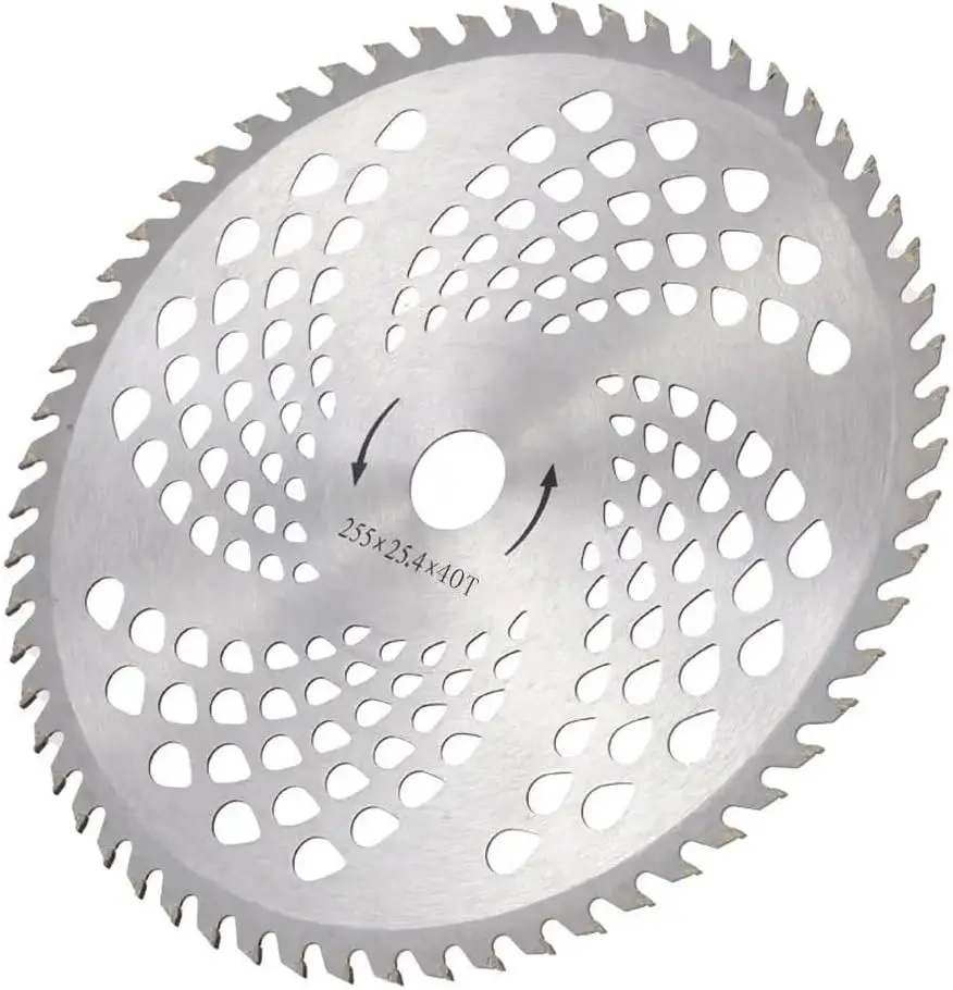 10-in 40T Carbide Tip Chainsaw Blade - 1-Piece Alloy Saw Blade for Brush Cutters, Trimmers, Wired/Wireless Lawn Mower Heads, Alloy Saw Blades
