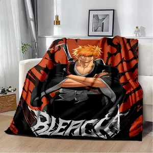 Bleach Kurosaki Ichigo Cartoon Anime Soft Blanket,Soft Throw Blanket for Home Bedroom Bed Sofa Travel Cover Child Gift