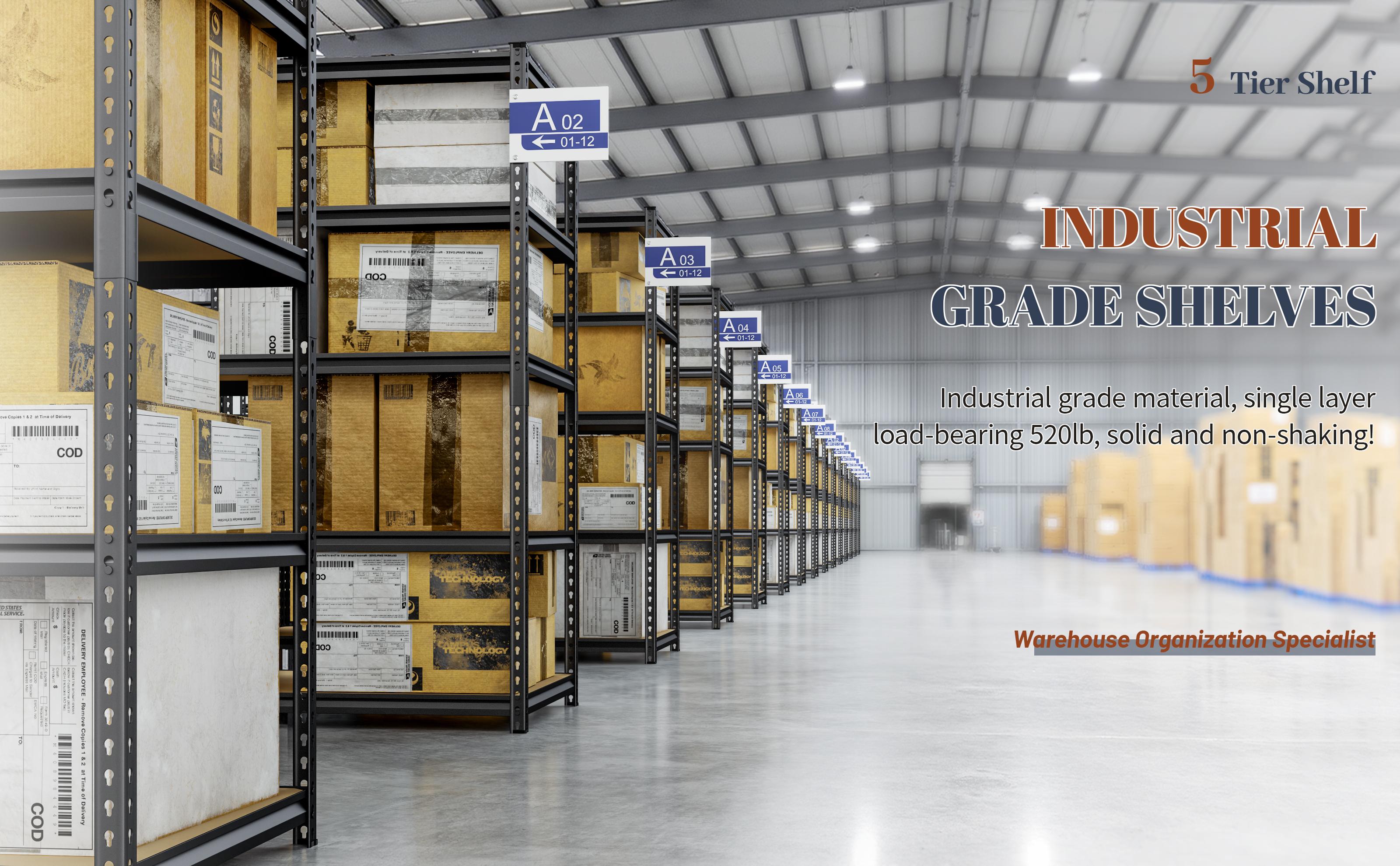 TryLazy 5-Tier Metal Storage Shelving Unit Height Adjustable Versatile Utility Rack Shelf for Craft Warehouse Pantry Kitchen Organiser Heavy Duty 2600lbs