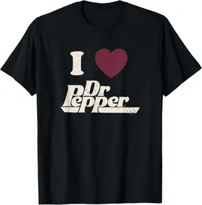 100% Cotton Dr. Pepper Valentine's Day I Heart Dr. Pepper Retro T-Shirt