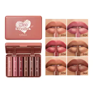 6 Piece Matte Lipstick Long Lasting Water proof NonStick Cup Lip Gloss Makeup Nude BrownHoliday PartyEssential For Beginners Cosmetic