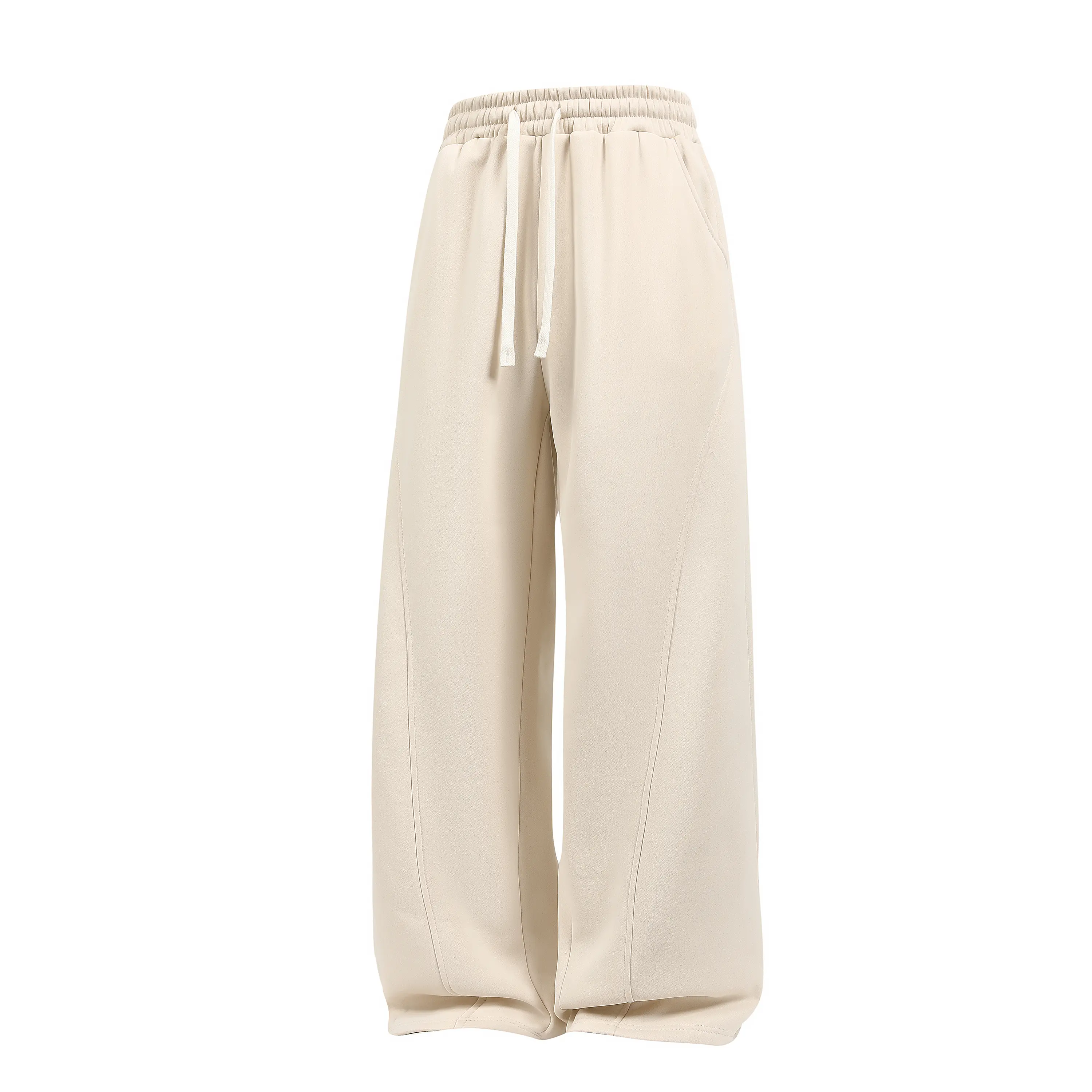 Men’s fashion casual pants with a drawstring waist and pocket design; basic solid-color style suitable for commuting, dates, vacations, and other occasions., Menswear, Plain