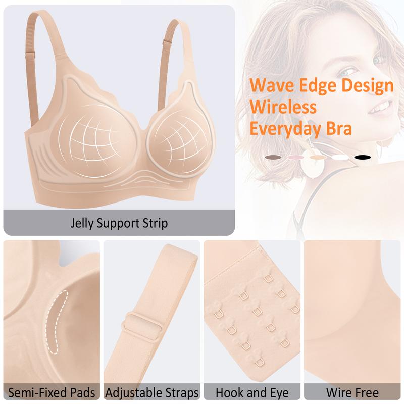 Werena Bras for Women No Underwire V Neck Seamless Wireless Bra Buttery Soft Bralettes Full Coverage Everyday Bra with Adjustable Straps & Extra Extender