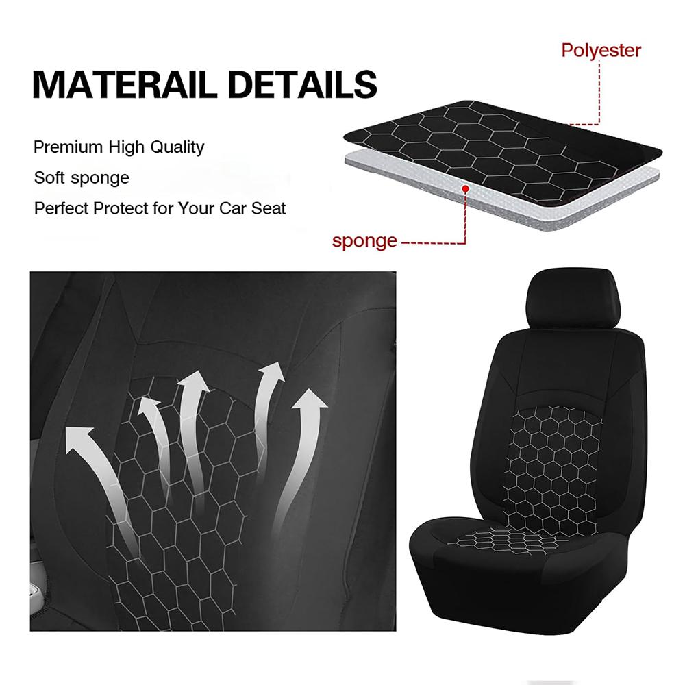 9PCS Car Seat Covers Full Set, Front and Rear Split Bench Seat Covers for Cars, Cushion Mat Pad Universal for Auto Car Vehicle SUV Sedan, Breathable Cloth Non-Slip Vehicle Interior Decoration Accessories