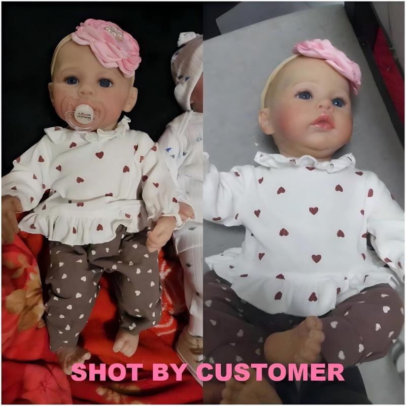 Reborn Baby Dolls 18 Inch Soft Cloth Body Realistic Baby Doll Girl Lovely Painted Hair Girl Doll Handmade Real Life Baby Dolls with Feeding Accessories for Kids Ages 3+