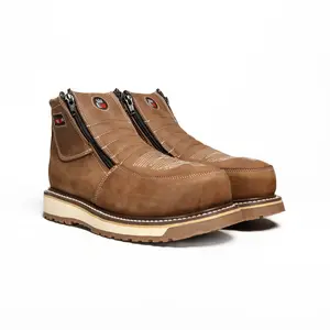 MEN'S FORCE 6 WORK BOOTS KW1335 ZIPPER STEEL TOE DOUBLE DENSITY SOLE MEDALLION LATON
