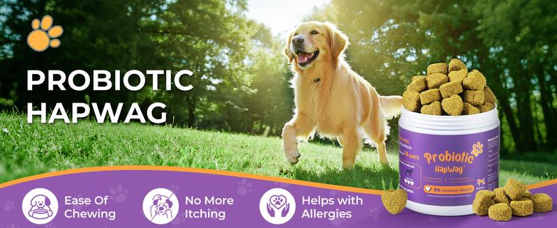 HAPWAG 8-in-1 Multivitamin Soft Chews for Dogs – Probiotics, Gut & Immune Support – Pork Flavor – 90 Treats