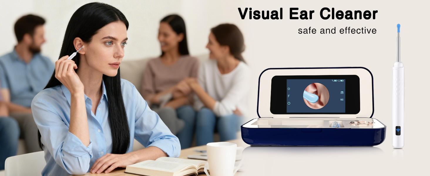 All-in-One Wireless Visual Ear Care Kit with Built-in Screen, 3.5mm HD Ear Camera, 6 LED Lights, 6-Axis Gyroscope, IPX6 Waterproof