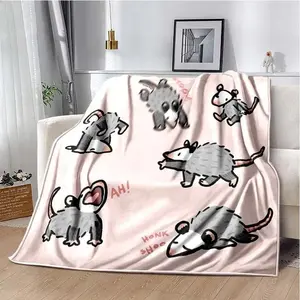 Aura Blankets Opossum Screm Cute Pattern Blanket Flannel Plush Blanket Possum Animal Soft Throw Bedroom Sofa Warm Blanket Picnic Blanket Gift