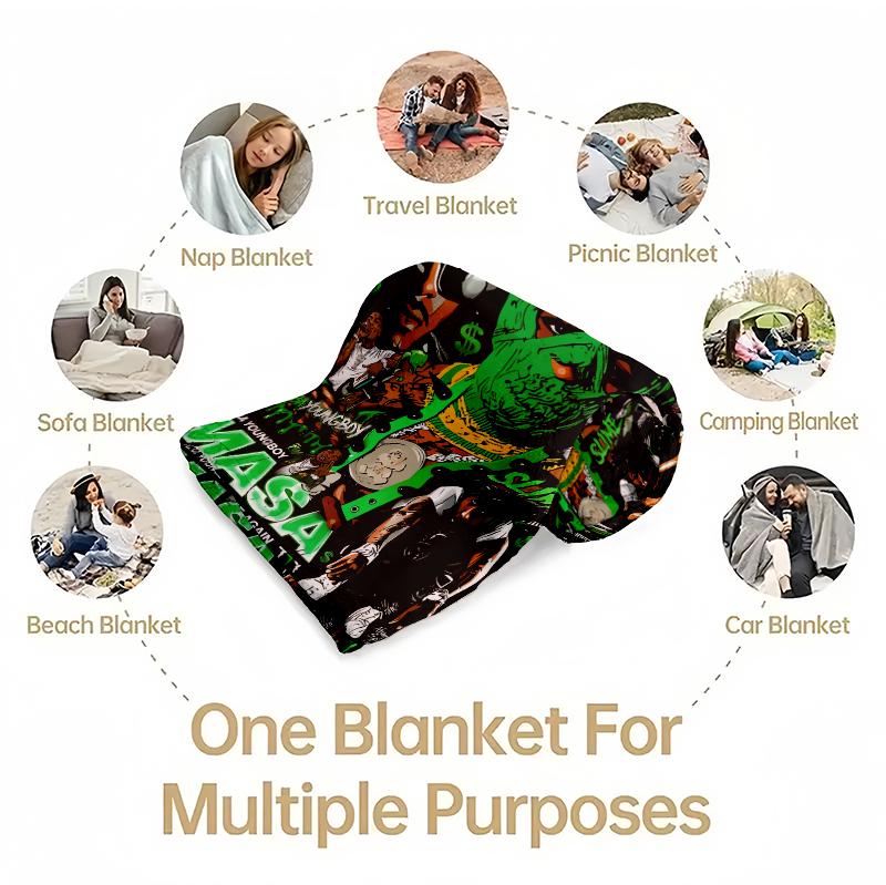 Countdown Sale!‘’YoungBoy‘’ Flannel Blanket – Ultra Soft, Warm & Lightweight All-Season Throw with Album-Inspired Graphic Design – Cozy Plush Blanket for Bed, Sofa, Office & Travel – Hip-Hop Artist Merch & Gift for Fans, Birthdays & Christmas american bla