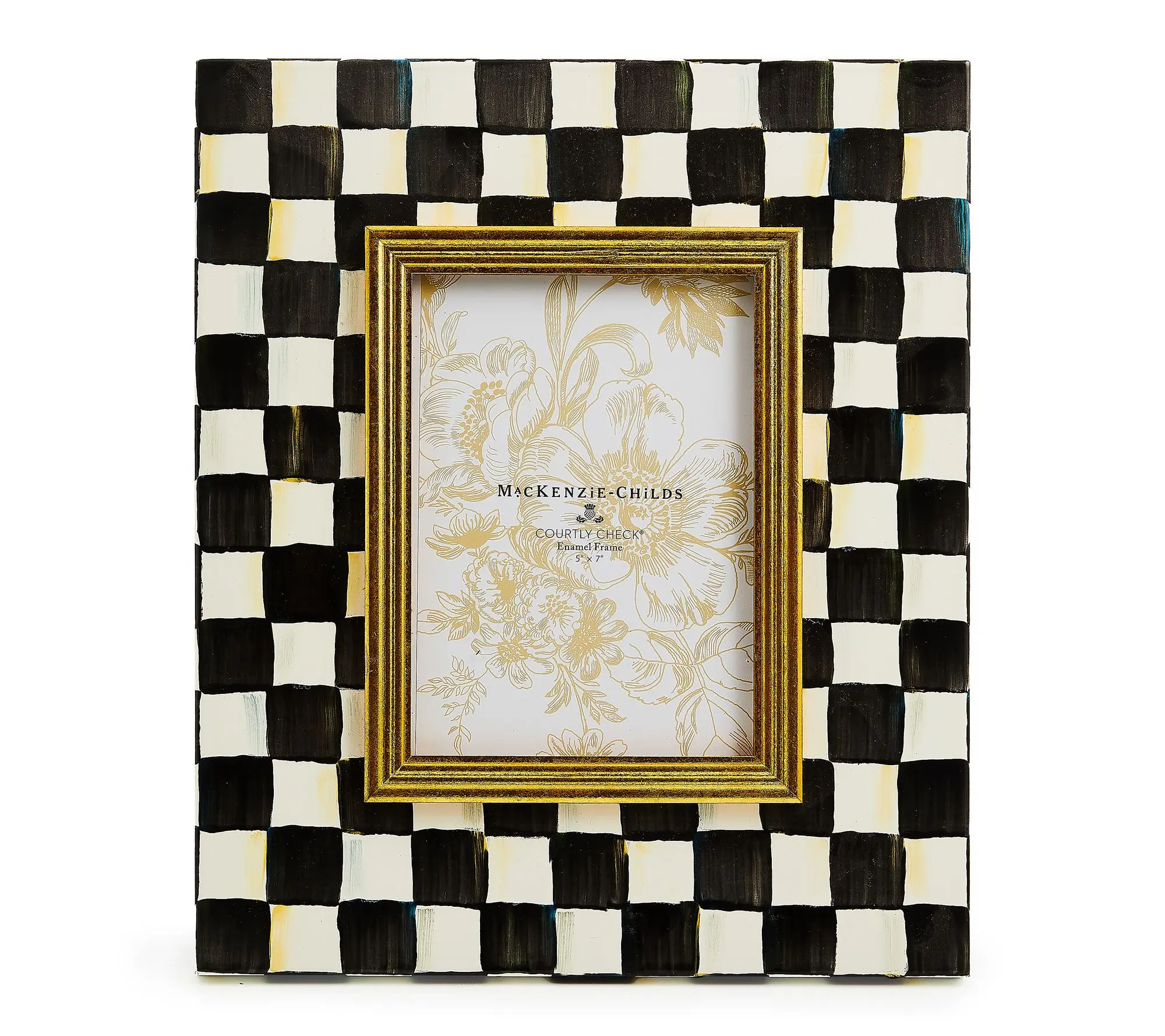 QVC MacKenzie-Childs Check Photo Frame, 5" x 7" Home Decor Accent for Displaying Photos