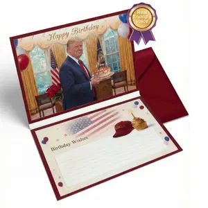 Talking Trump Birthday Card - Real Voice Audio Greeting Card Plays Iconic Birthday Wishes - 7.1" x 5.9" Large Size with Luxury Red Envelope - Perfect Humorous Gag Gift for Dad, Husband, or Trump Fans