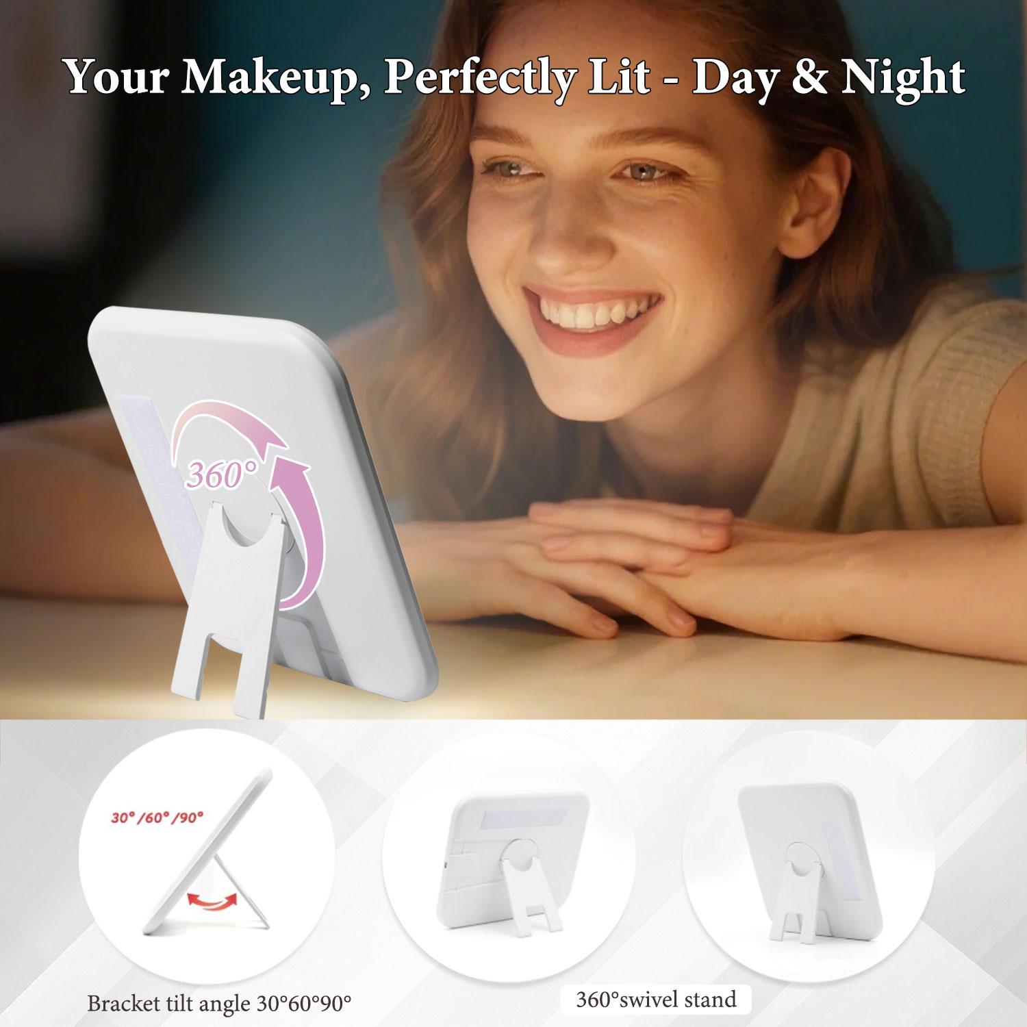 Behaesty Portable Makeup Bag with 3-Color LED Light Detachable Mirror 2000mAh USB Rechargeable Waterproof PU Leather Organizer Compact Travel Cosmetic Pouch Vanity Purse  Zip TikTokShopBlackFriday