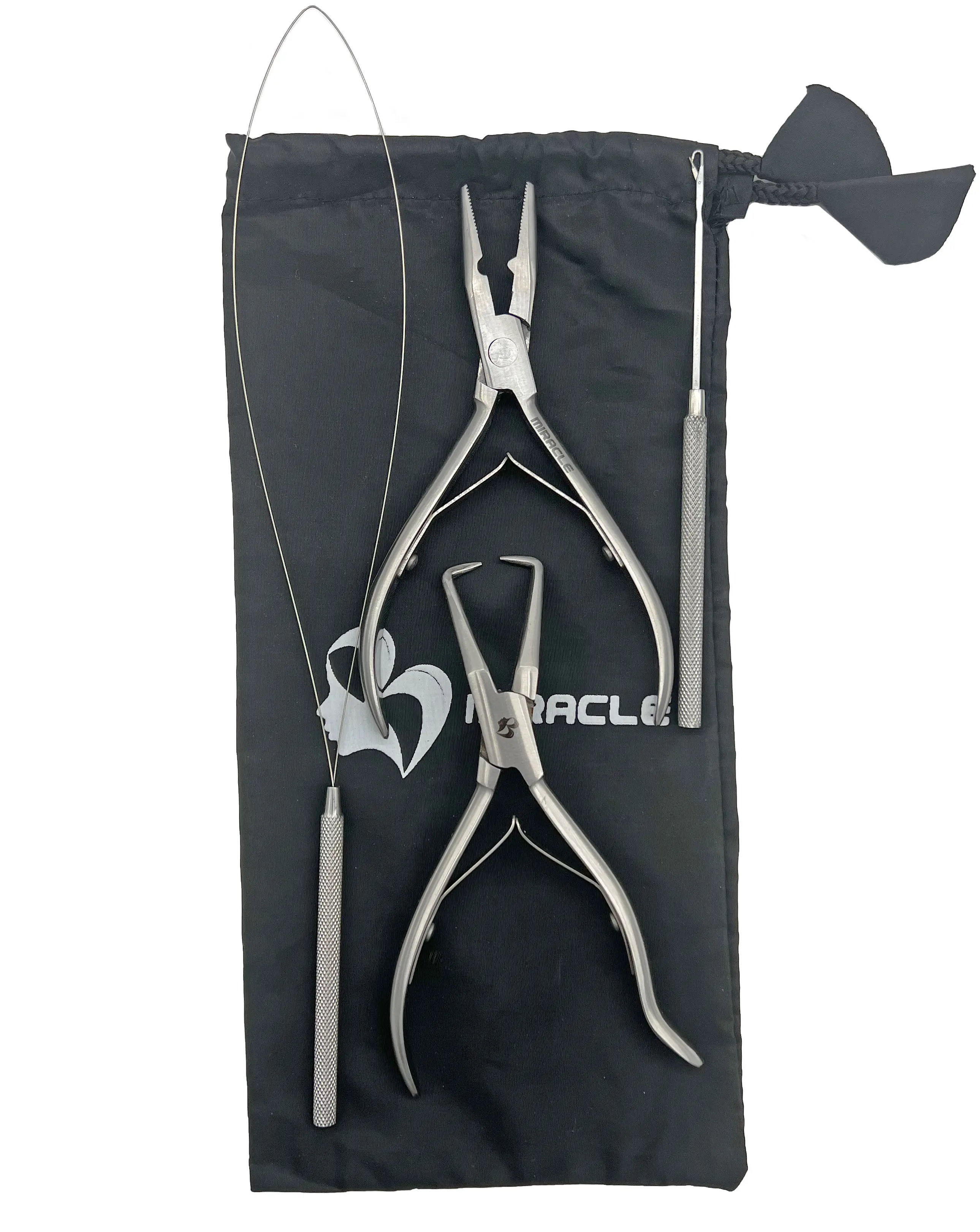 Miracle 4pc Bead Closing Pliers Multi-Pack for DIY Hair Extensions - Ergonomic Design, Precision Grip, Durable Steel Handle, Includes Needle Hook, Loop Wire, Adults' Heatless Salon Haircare Styling Tool Accessories