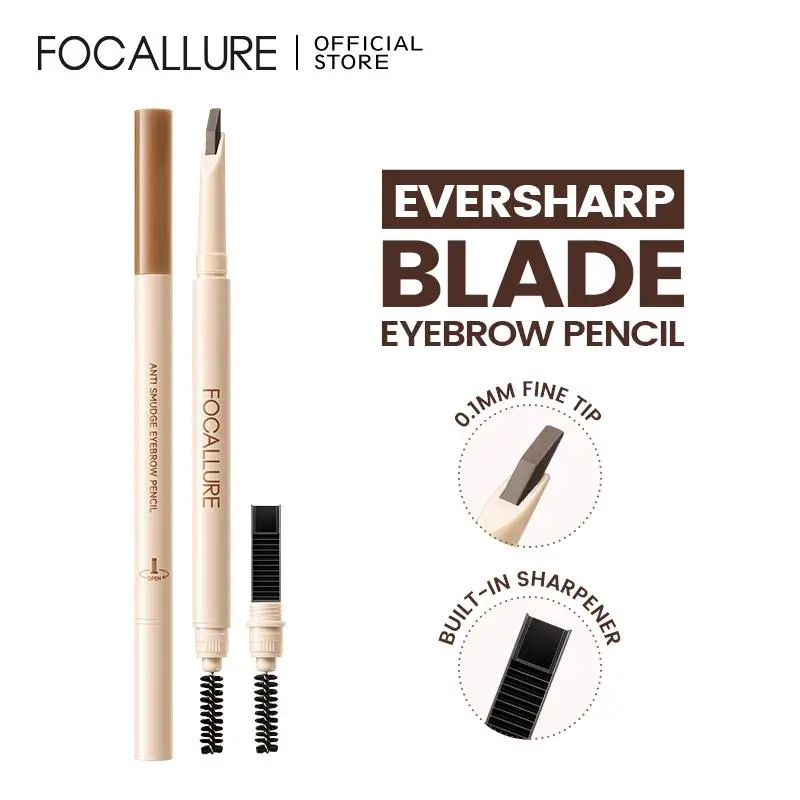 FOCALLURE 0.1mm Ultra-Fine 3-in-1 Eyebrow Pencil With Sharpener & Brush, Natural Hair-Like Microblading Brows, Waterproof Sweat Smudge Proof Break Resistant High Pigment Eyebrow Shape Eyebrow Makeup Products#backtoschool