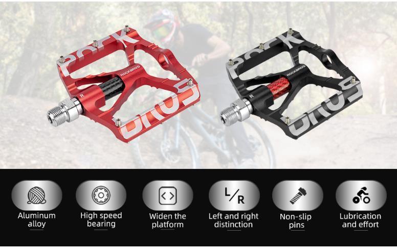 ROCKBROS Mountain Bike Pedals MTB BMX Pedals CNC Non-Slip Lightweight Aluminum Alloy Bicycle Pedals 9/16"