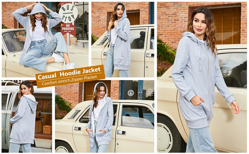 comfyclothing Womens Zip Up Hoodies Long Sleeve Fall Hooded Lightweight Tunic Sweatshirt Oversize Fleece Jacket With Pockets Womenswear Coat 2025  hoodie jumper zip sweatshirt
