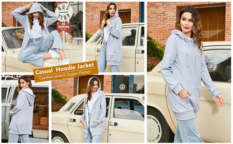 comfyclothing Womens Zip Up Hoodies Long Sleeve Fall Hooded Lightweight Tunic Sweatshirt Oversize Fleece Jacket With Pockets Womenswear Coat 2025  hoodie jumper zip sweatshirt