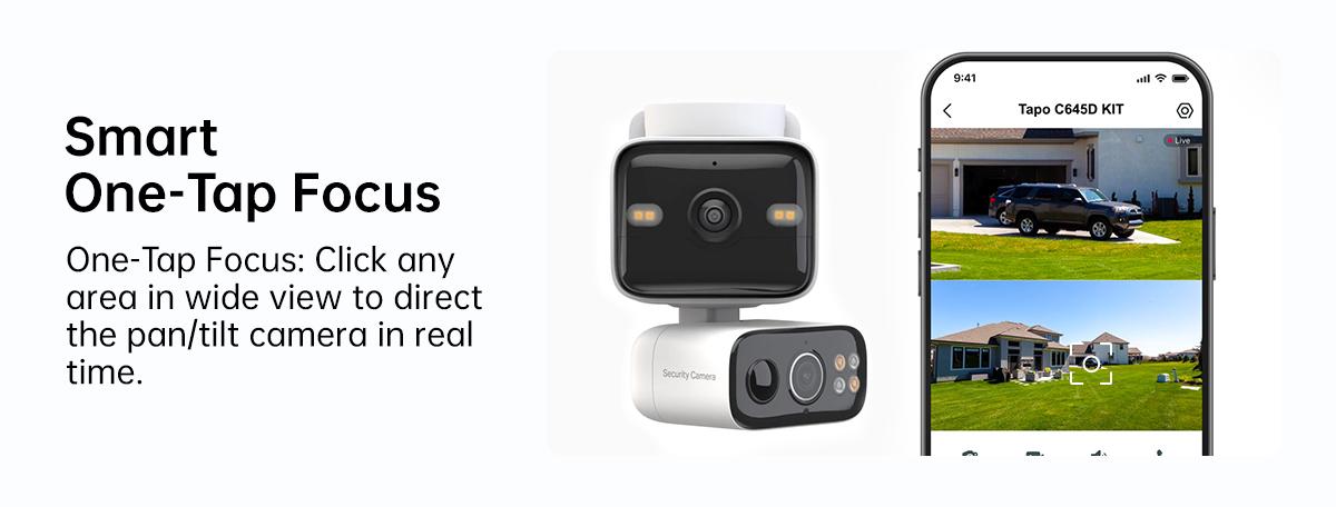 TP-Link & Tapo  C645D KIT Dual Lens Pan/Tilt Security Battery Camera Wireless w/Solar Panel, 2K 3MP 165° Wide-Angle + 6mm Telephoto, Free Person/Vehicle Detection, 360° Pan, SD/Cloud Storage, Works w/Alexa & Google