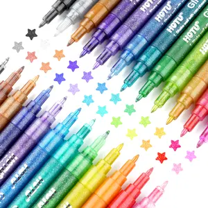 HOTU 24-Pack Water-Based Ink Glitter Markers for Stress Relief & Relaxation Journaling DIY Crafts Mom Kids Art Set Quick Dry Waterproof Lightfast 0.7mm Tip - Vibrant Creativity outdoorfun