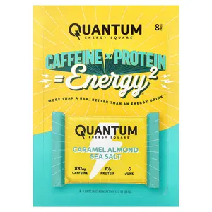 Quantum Energy Square Caramel Almond Sea Salt, 8 Energy Bars, 1.69 oz (48 g) Each