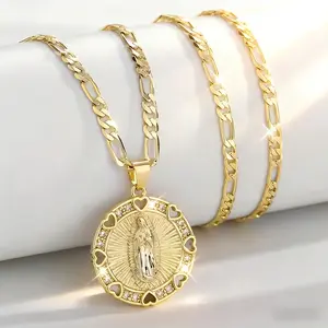 A Stylish Women'S Round Charm Pendant Necklace Featuring The, Exquisitely Gold-Plated And Luxurious, Perfect for Everyday Wear And As a Holiday Gift