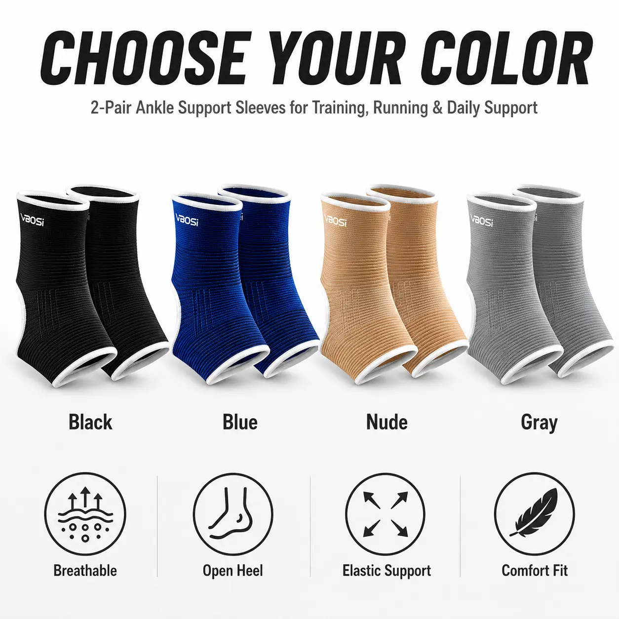 breathable ankle wrap 4 Pairs Ankle Compression Sleeves for Men & Women Breathable Open-Heel Ankle Support Brace for Running Basketball, Gym, Cycling & Daily Exercise