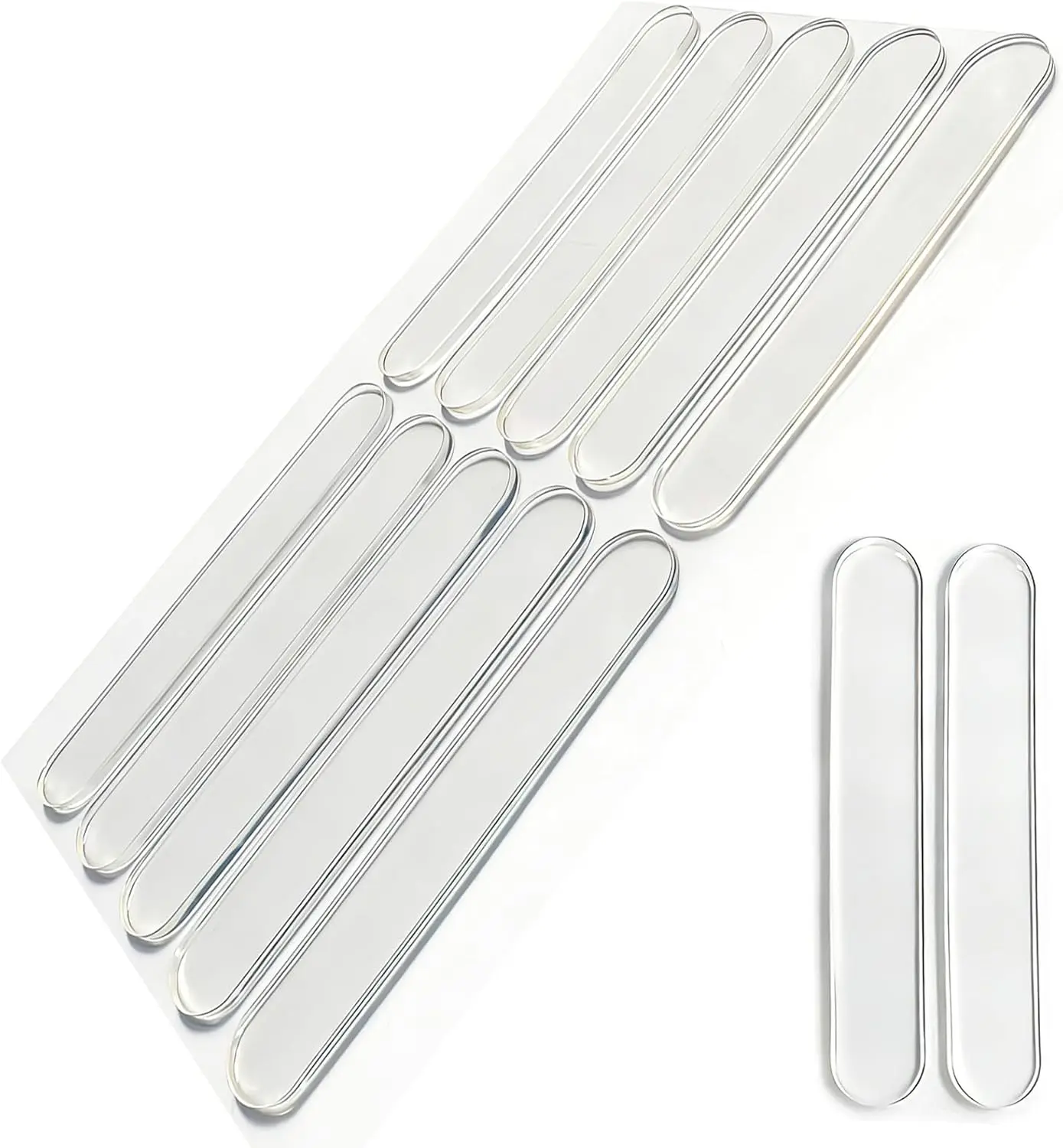 50 PCS Door Silencer Long Strip - Self-Adhesive High Transparent Rubber Cabinet Door Bumper for Slamming Pads, Anti-Collision Quiet Closure for Home, Office & Cabinets