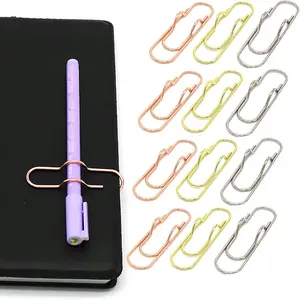 12 Pcs Pen Clip for Notebook, Heart Shaped Metal Paperclip Pen Holder, 5Colors, Notebook Planner Accessories, Multi Color Pens Holder Clips, Suitable for Thin Pen Holders