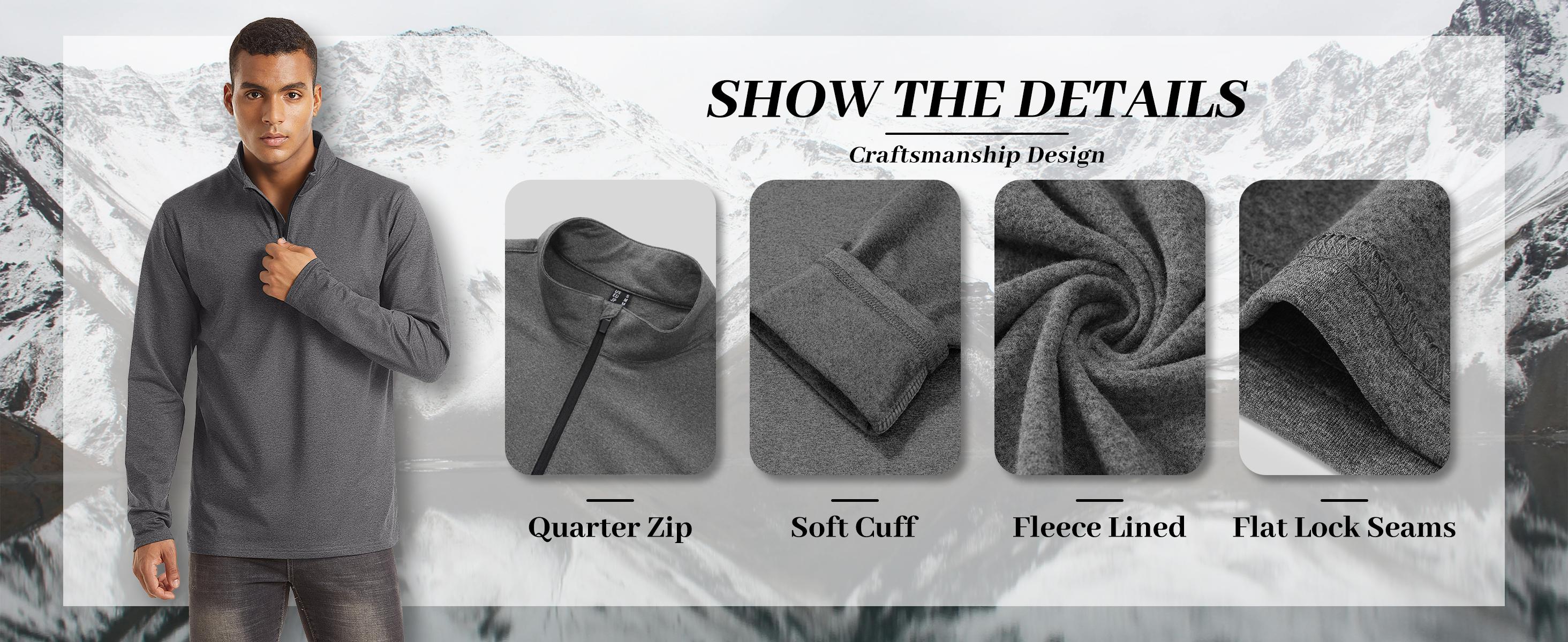 MAGCOMSEN Men's Running Athletic Shirts 1/4 Zip Fleece Pullover Long Sleeve Spring Sweatshirts