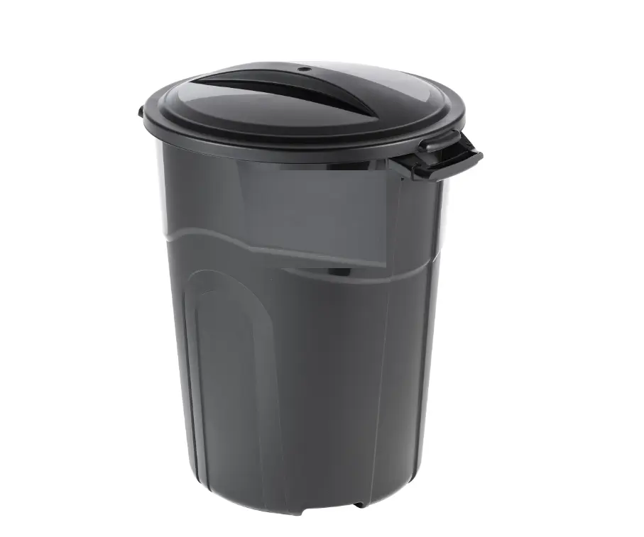 32 Gallon Heavy Duty Plastic Garbage Can, Included Lid, Indoor/Outdoor, Black