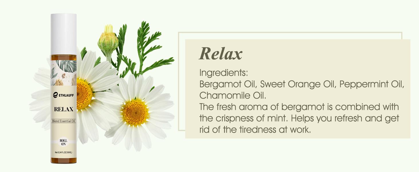 Essential Oils Roll-On Set 6 Pack - (Relax, Sleep, Balance,Breathe, Focus on, Happiness) Aromatherapy Oil, Essential Oils Blends for Skin - Relaxation Gift for Women and Men, Calm Essential Oil Roll On, 100% Natural Stress Relief Aromatherapy Blend