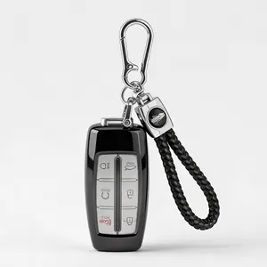 for Genesis Key Fob Cover, Gold Keychains, Compatible with G80 GV80 GV70 G90 2021 2022 2023 6 8 Buttons TPU Genesis Accessories Car Key Case Shell