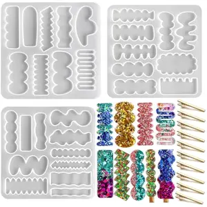 13PCS Hair Clip Silicone Mold Set, DIY Hair Clip Jewelry Casting Molds for Hair Clip Pendant Making, Includes 3pcs Hair Clip Resin Molds and 10pcs Hair Clips,Perfect for Craft Enthusiasts and DIY Lovers