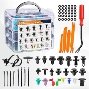 725pcs Auto Fastener Clips Car Body Push Retainer Pin Rivet Bumper Door Trim Panel Retainer Fastener Kit Auto Removal Tool，Assortment with Fastener Remover & Cable Ties - Bumper/Rivets Suitable for Car DIY Auto Panel Clips