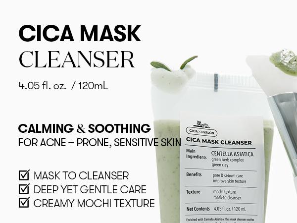 [VT Official] CICA Mask Cleanser, 2-in-1 Facial Wash, Non-Drying Clay Mask, Gentle Pore Care, Exfoliating, Hydrating, Centella Asiatica for Acne-Prone & Sensitive Skin, Korean Skincare (4.05 fl. oz)